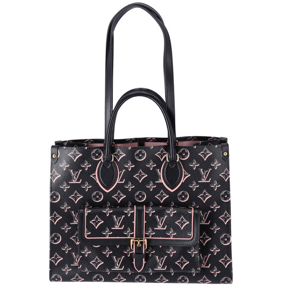 Louis Vuitton Onthego MM Monogram Tote Bag M46154 Noir Monogram Watercolor Pink - Picture 2 of 14